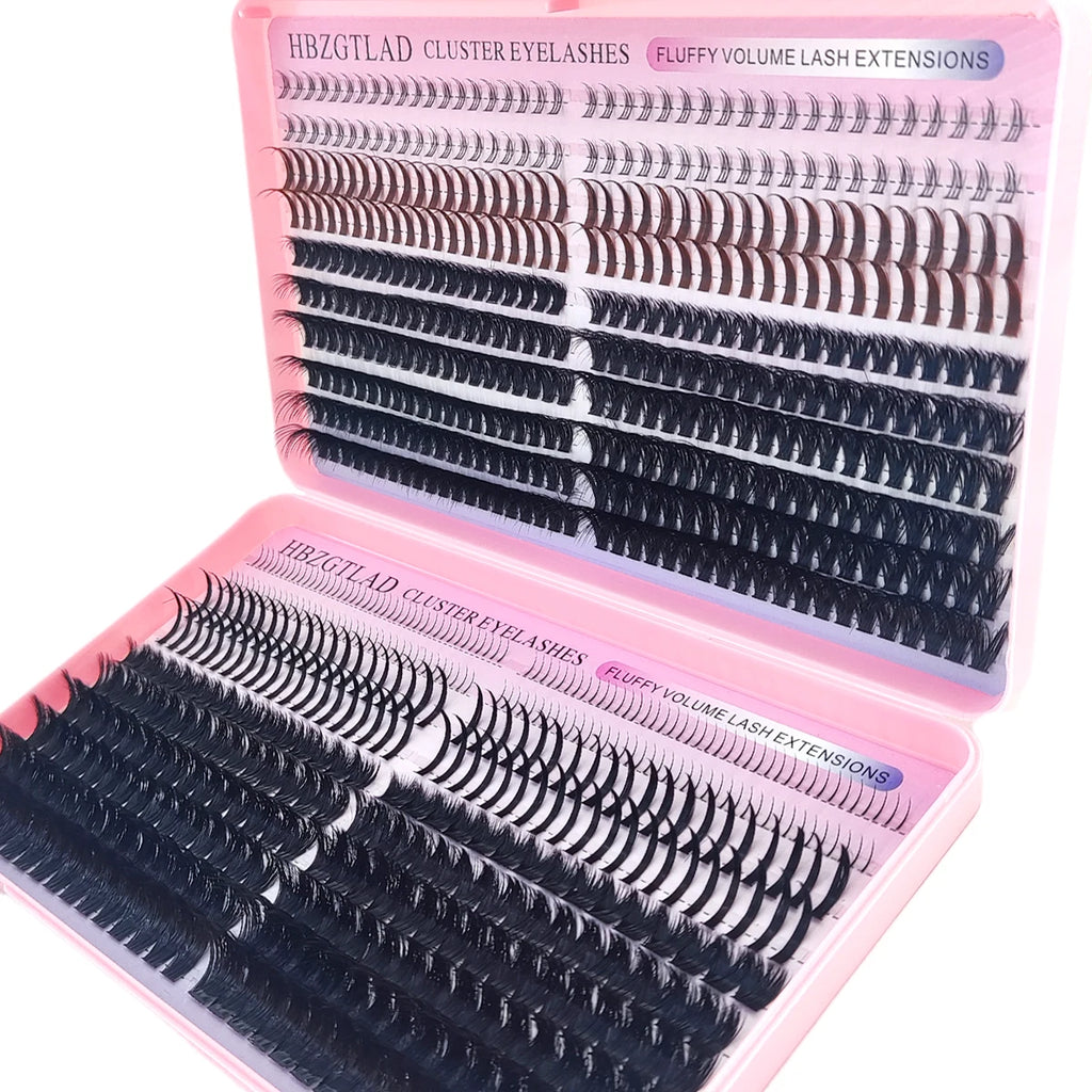 HBZGTLAD 60D/80D/100D/140D/160D eyelash clusters with bottom and pointed eyelashes DIY fairy manga pointed thick artificial mink
