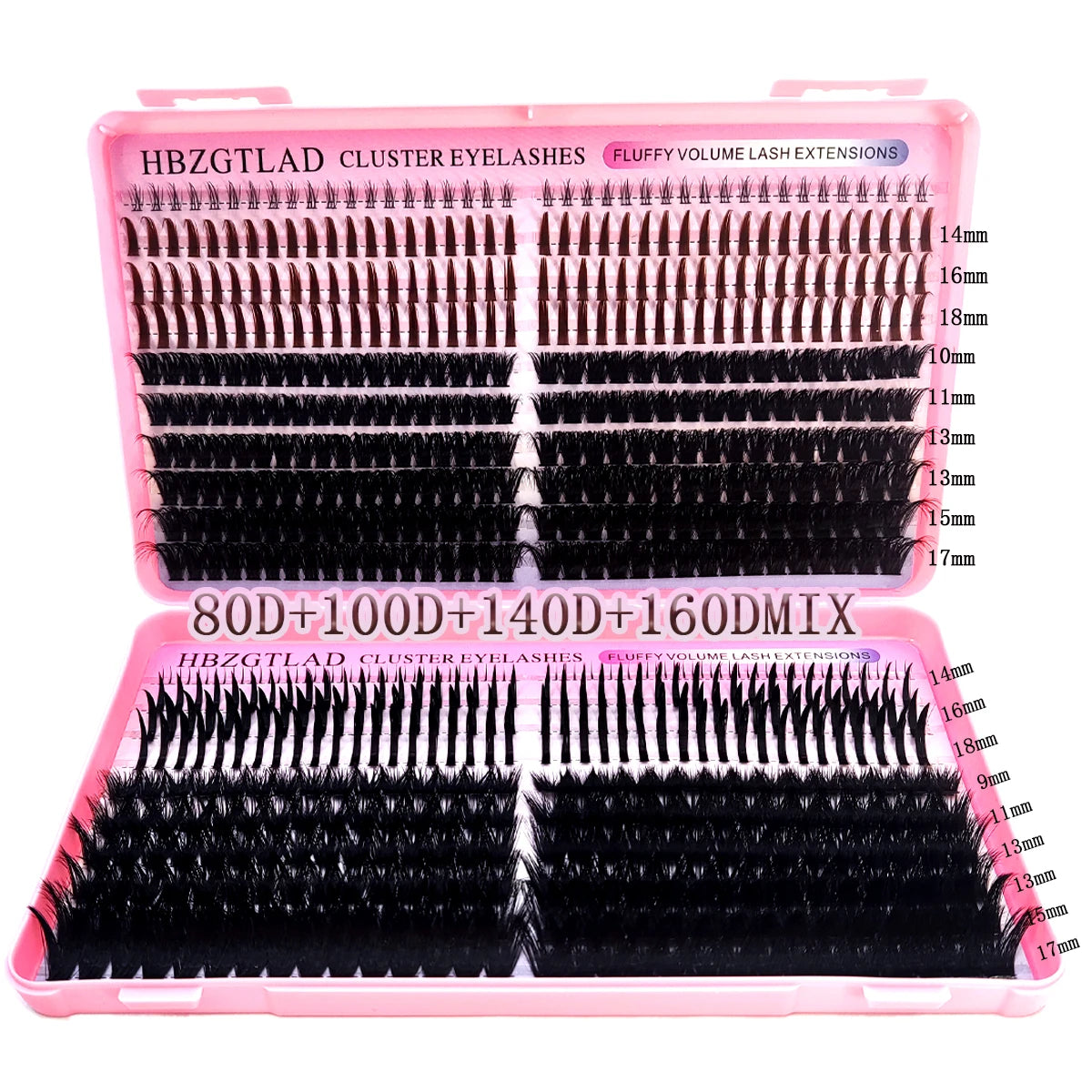 HBZGTLAD 60D/80D/100D/140D/160D eyelash clusters with bottom and pointed eyelashes DIY fairy manga pointed thick artificial mink