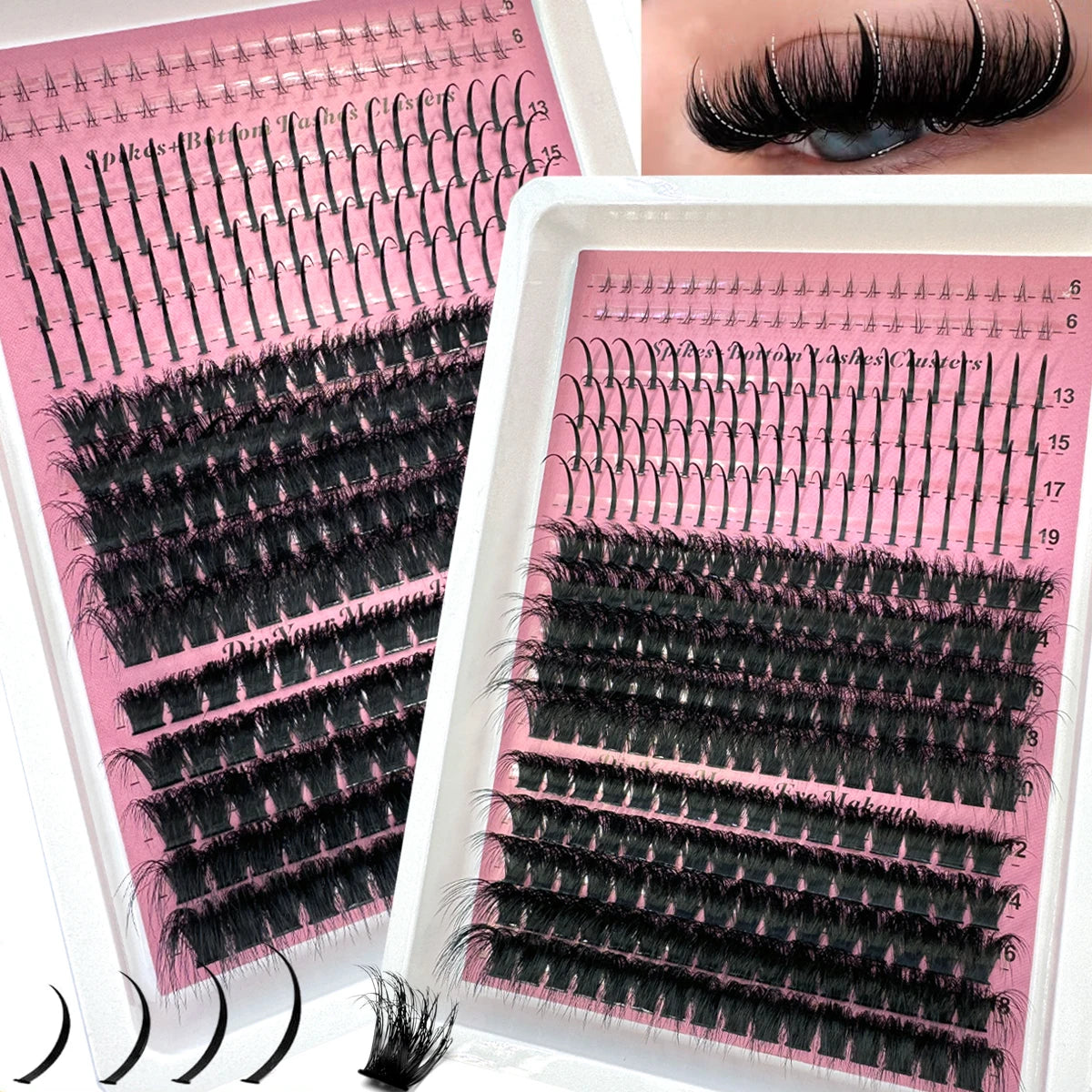 60D-200D Bottom&Spiky Lashes Clusters Volume Individual Lashes Cluster Extensions Spikes Lashes Clusters DIY Fairy/Manga Eyelash